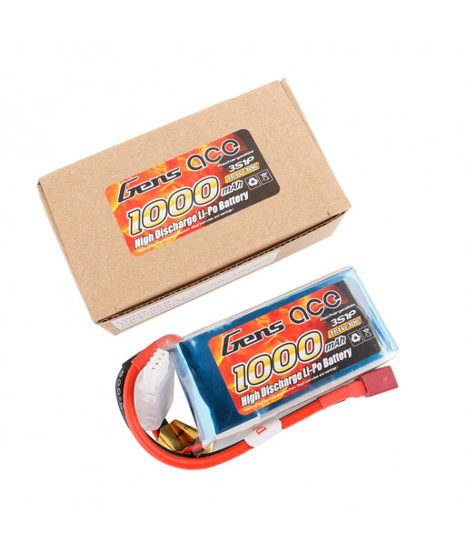 Gens ace Batterie LiPo 3S 11.1V-1000-30C(Deans) 75x37x20mm 100g